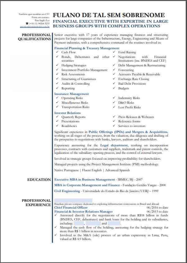 CV com modelagem