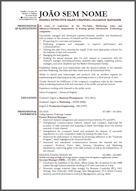 CV com modelagem