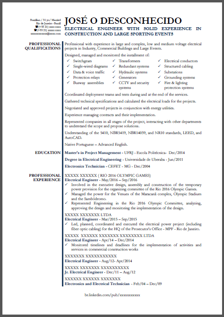 CV com modelagem